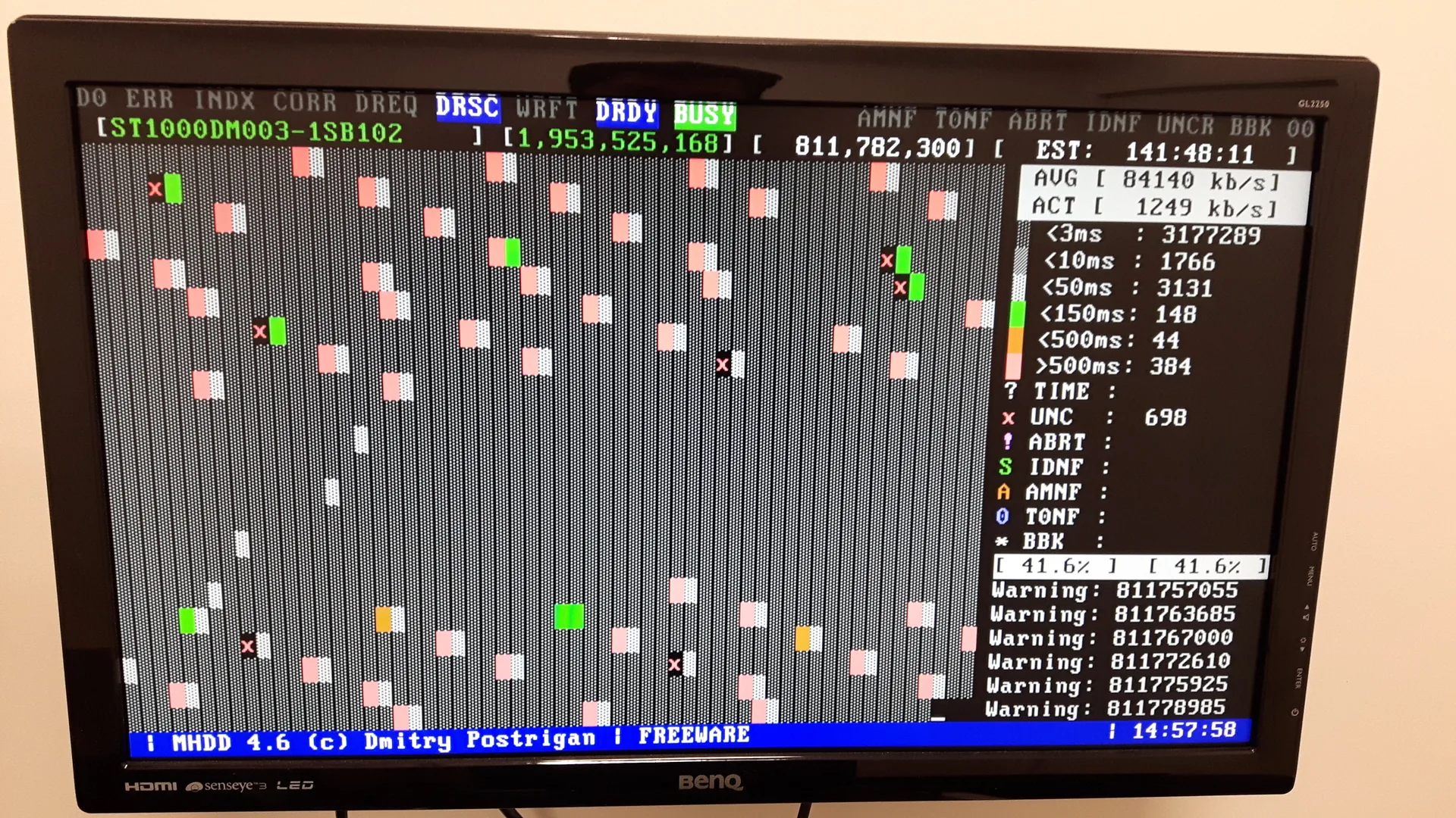 Test MHDD d’un disque dur sur une machine classique
